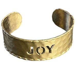 Rustic Cuff Brass "Joy" Cutout cuff bracelet aprox 1" wide adjustablet